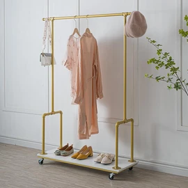 FOF FRIEND OF FAMILY Industrial Pipe Clothing Rack Garment Racks, Retro Vintage Rolling Rack with Wheels (White color)
