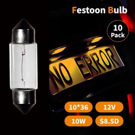 Lanuovx 10 Pack Festoon Bulb 12V 10W Xenon Bulb Sv8.5-8 T3.25 10X36mm