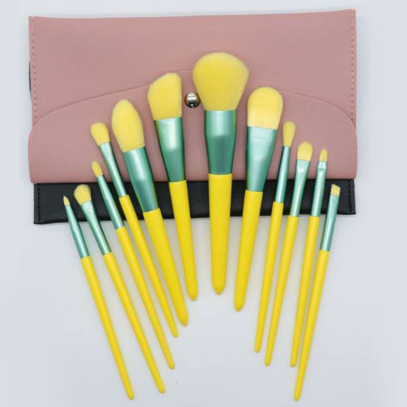 12pcs Cosmetic Brush Set Synthetic Fiber Wooden Handle Professional Makeup