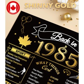 40th Birthday Card, Jumbo 40th Anniversary Card, CANADA 25x20cm Back in 1985, Gilding Happy 40th Birthday Card for Woman, Men, Funny 40 Birthday Gifts for Wife, Husband, Him, Her