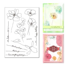 Arrietty Artful Flowers Poppies Daisy Orchid Stamp Happy Birthday Thank You Phrase Clear Stamp Seal Scrapbook/Photo Album Decorative Card Making Clear Stamps