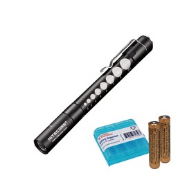 Nitecore MT06MD Penlight Flashlight, 180 Lumen LED for Medical Doctors, Nurses and EMTs with 2X AAA Batteries & Lumen Tactical Battery Organizer (Black w/Pupil Gauge)