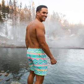 Chubbies Mens Swim Trunks – Mens Swim Shorts with 4-Way Stretch, 7” Beach Shorts with Elastic Waist, Drawstring, Mesh Lining, UPF 50+, Pastel Aztec, 3XL