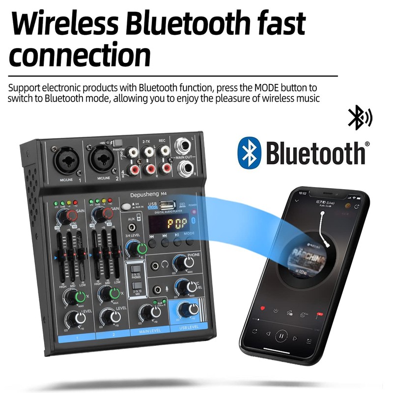 Depusheng M4 Professional Audio Mixer Sound Card Console Interface System