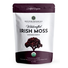 USDA Organic Irish Sea Moss – Wildcrafted Chondrus Crispus (Purple) – 100% Natural, Sustainably Harvested from Chile – Makes ~100oz of Sea Moss Gel – Nutrient-Rich Superfood – Red’s Pure Botanicals