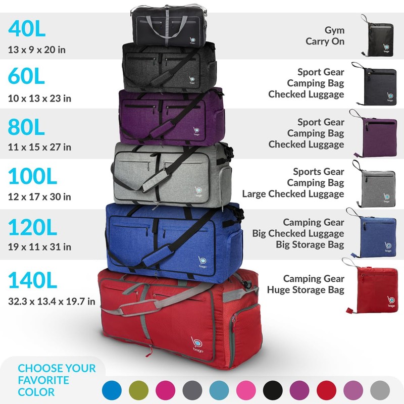 bago Duffel Bags for Traveling - 60L Spacious Duffel Bag