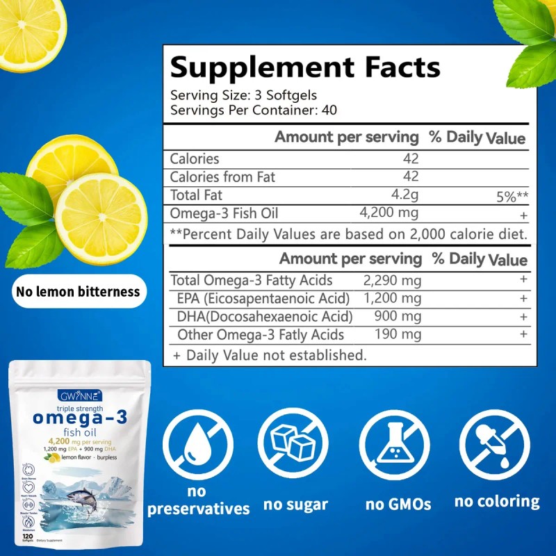 Gwynne Omega 4200mg Bacalao Aguas Profundas Ártico Noruego Que Contienen