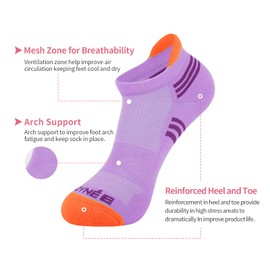 JOYNÉE - Calcetines acolchados al tobillo para mujer, paquete de 6 calcetines atléticos de corte bajo con lengüeta en el talón para correr deportes, Azul, 9-11