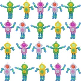 LENDOD Fidget Travel Toys 24PCS for Kids Year Old Ages 3 4 5 6 7 8, Astronaut Pop Fidget Spinners Transformable Chain Toy with Keychain Stress Relief Sensory Toys for Party Favors Stocking Stuffers