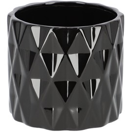 KOTARBAU® Ceramic Flower Pot Planter Glazed Black Cylindrical Shape
