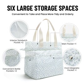 MEXS Lunch Bag for Women Reusable Drawstring Insulated Lunch Box Stain-Resistant Large Cinch Closure Lunch Bags for Work Office (lavender)