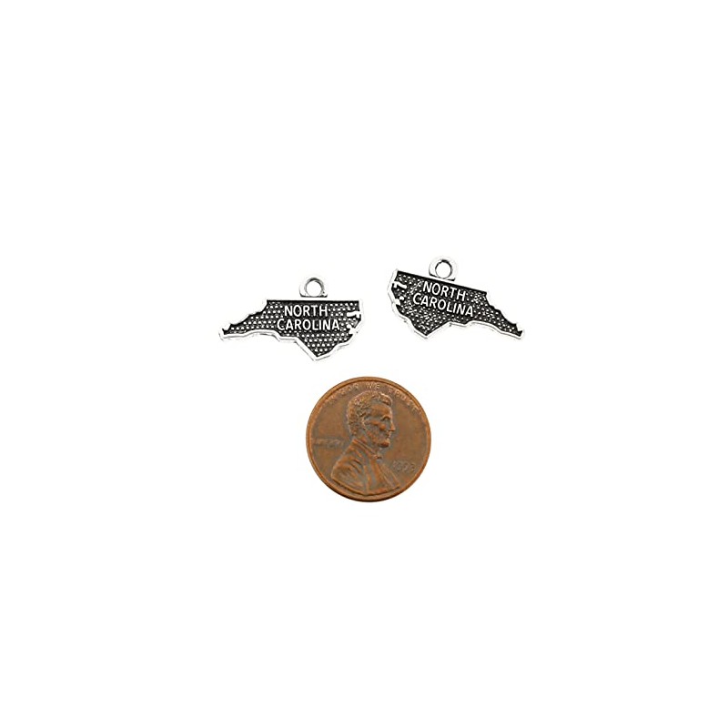 Bohemian Findings 4 North Carolina State Antique Silver Tone Charms