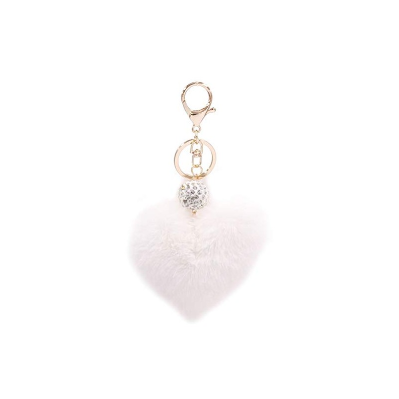 Sqzrpomddy Heart Keychain Keyring Cute Fluffy Key Ring Bag Hanging