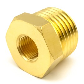 AHFMANG 5PCS Brass Reducer Hex Bushing 3/8" Male NPT × 1/8" Female NPT Threaded Pipe Fitting