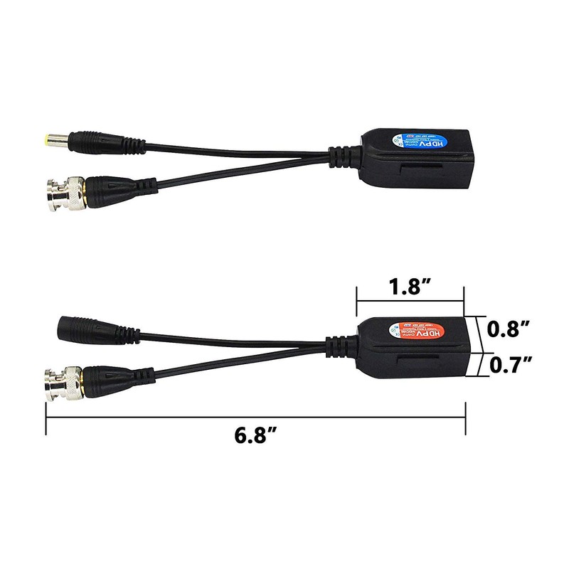 SinLoon 2 Pairs Passive Video HD-TVI/CVI/AHD Balun 1080 P-5 MP