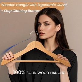 MRTLLOA 6/20/30 Pack Wooden Suit Hangers for Men & Women, Heavy Duty Coat Hangers, Elegant, Durable & Non-Slip, Solid Coat Hanger for Jacket, Suit, Shirt, Jeans (Natural, 30-Pack)