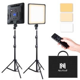 2-Pack 48W Video Light Kit, NiceVeedi 2700-8500K Dimmable Bi-Color CRI 97+ Photography Light with Remote Control&79" Tripod Stand, Professional Studio Light for Studio, YouTube Video