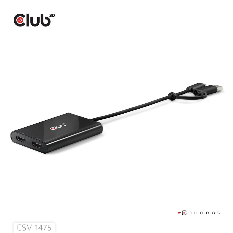 Club3D CSV-1475 USB Type-C (with USB Type-A Adapter) to Dual
