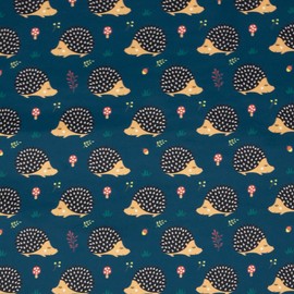 Nano Softshell Fabric Hedgehog Petrol Children's Fabric Oeko-Tex 0.5 m x 1.45 m Sold by the Metre Fabric for Children's Clothing, Jackets and Accessories Functional Fabric