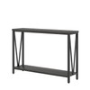 FOLUBAN Industrial Sofa Console Table, Rustic Wood and Metal Entryway