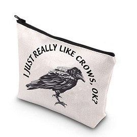 BDPWSS Crow Makeup Bag Crow Lover Gift Crow Themed Gift i Just Really Like Crows OK Zipper Pouch For Bird Lover Bird Watching (Really like crow)