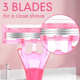 Lasnten 30 maquinillas de afeitar desechables para mujer, 3 cuchillas para piel sensible para un afeitado suave y cómodo