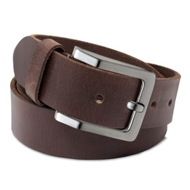 ROYALZ Antique Vintage Leather Belt for Men Buffalo Leather Made of Robust 4 mm Full Leather Jeans Men's Belt with Pin Buckle 38 mm, Dark Brown - Brushed Buckle