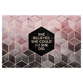 artboxONE Poster 30 x 20 cm Statements & Quotes Typography She Believed She Could - Pink Grey - Picture Geometric