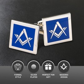 The Masonic Collection - Square & Compass Modern Cufflinks for Men - Silver Plated - T Bar Fitting - Comes in Cufflink Box - Quality Freemason Gifts for Men