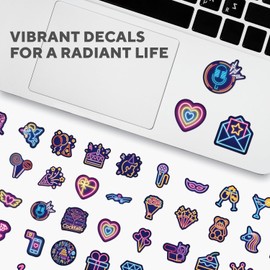 WollenWole Stickers for Adults 100 pcs – Random Waterproof Vinyl Sticker Pack for Water Bottle, Skateboard, Laptop, Snowboard, Helmet, Bike, Cool Funny Band Decals Set for Teen Men (Random Neon)