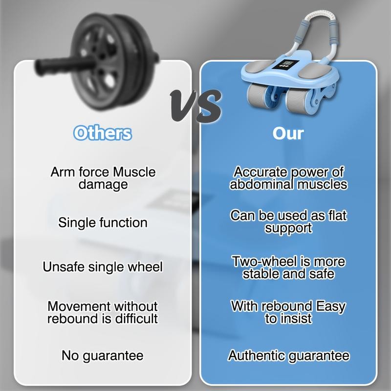 Automatic Rebound Ab Roller Wheel with Elbow Support - PVC,
