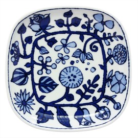Hasamiyaki 383724 Wayama Kiln Flower Parade Square Plate White