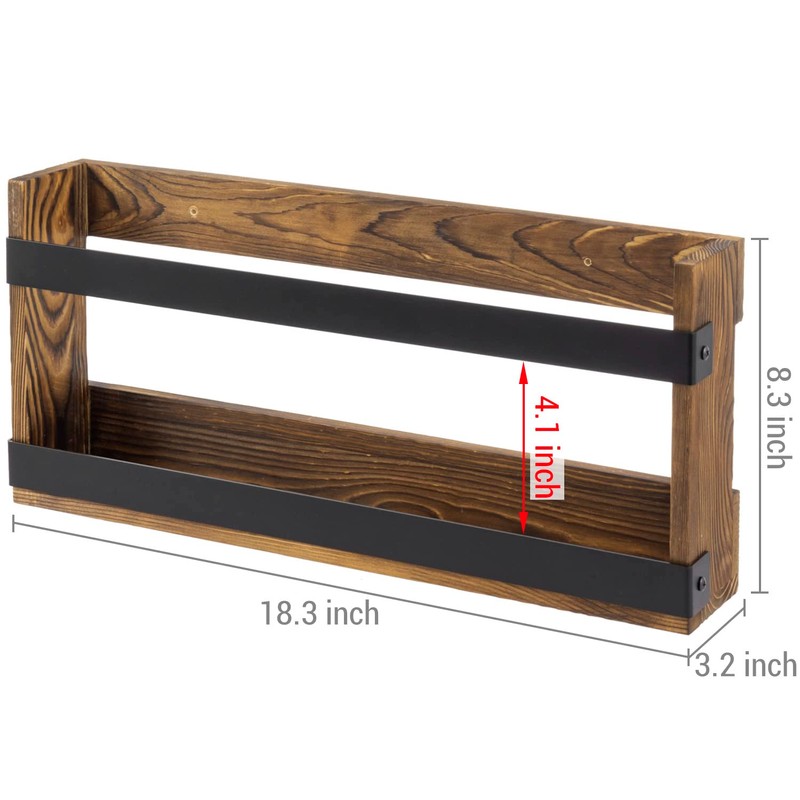 MyGift Rustic Burnt Solid Wood and Industrial Matte Black Metal