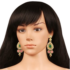 Touchstone Gold Plated Traditional Indian Kundan Look Earrings for Women