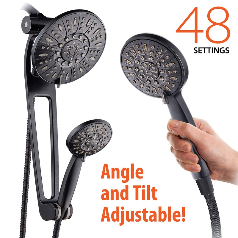 AQUABAR High-Pressure 48-mode 3-way Shower Spa Combo with Adjustable 18"