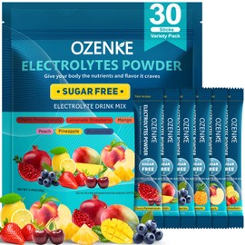 OZENKE Electrolytes Powder Packets, 30 Sticks Sugar Free Hydration Packets, Electrolyte Drink Mix Travel Electrolyte Packets for Rapid Hydration, 6 Flavors