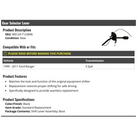 Marketplace Auto Parts Gear Shifter Lever Assembly - Black - Compatible with 1999-2011 Ford Ranger