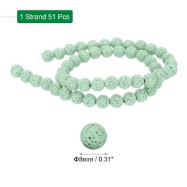 uxcell Powder Green Volcanic Rock Beads 8mm Essential Oil Diffuser Stone, Volcanic Stone Loose Round Bead for DIY Jewelry Bracelet (1 Strand, 51pcs)