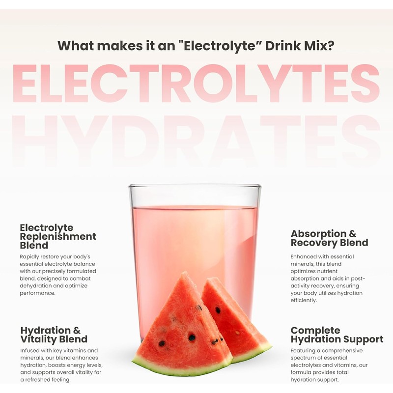310 Hydrate Watermelon Electrolytes Powder Packets - No Sugar Hydration