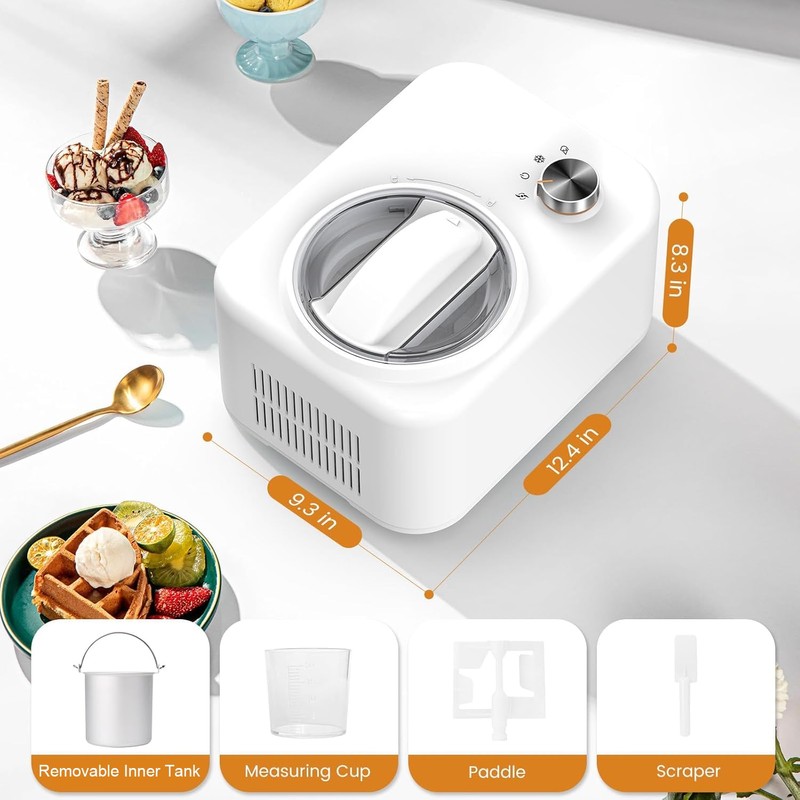 COWSAR 1 Quart Ice Cream Maker Machine with Built-in Compressor,