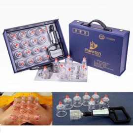 Hansol Cupping Therapy Equipment Set with Pumping Handle 17 Cups (Made in Korea)