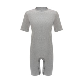 Kaycey Popper Vest Short Sleeve Knee Length Bodysuit with Crotch Snap Closure, Adaptive Clothing For Kids with Special Needs, Soft Cotton, Grey, 3-4 Years