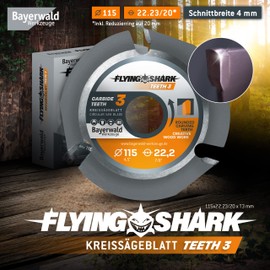 Bayerwald Flying Shark Diameter 115 mm (3 Teeth) Wood Saw Blade - Carving, Debarking - for Fastest Cuts