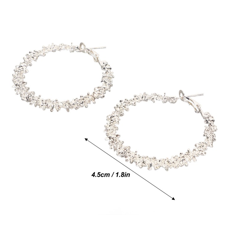 5 Pair Silver Hoop Earrings Retro Simple Lightweight Zinc Alloy