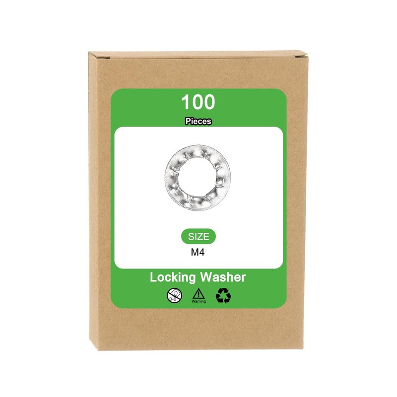 sourcing map M4 100Pcs Internal Tooth Washers, 304 Stainless Steel