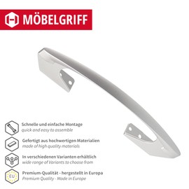 Gedotec Somana Furniture Handles Made of High-Quality Metal, Pack of 1, Matt Anodised Silver, Cabinet Handles, Dimensions: 60 x 213 mm, Handles for Kitchen Cupboards, Door Handles, Drawer Handles