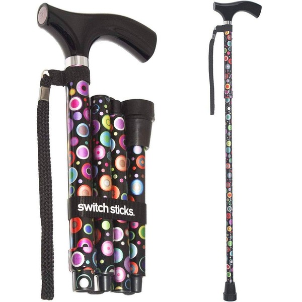 Switch Sticks Walking Cane for Men or Women, Foldable and Adjustable from 32-37", Bubbles, FSA HSA Eligible