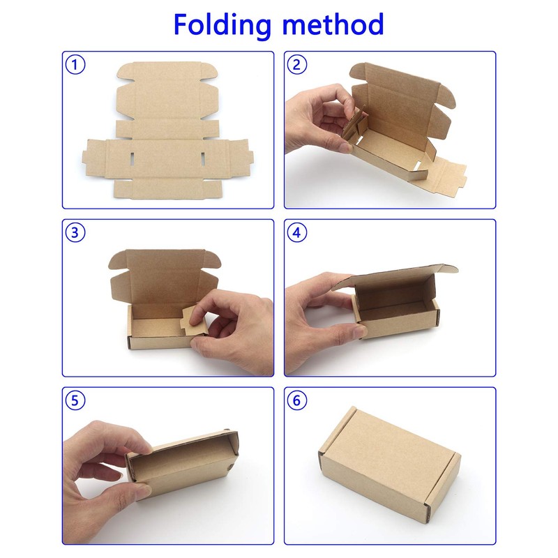 Pxyelec Pack of 50 Kraft Paper Boxes, Foldable Rectangular Paper