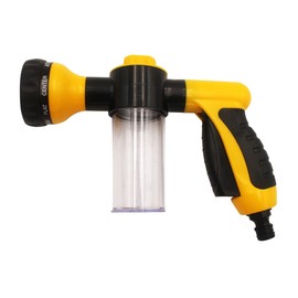 Car Wash Foam Gun, High Pressure Water Garden Hose Nozzle, Soap Foam Sprayer with 8 Adjustable Watering Patterns, Bubble Cleaning Blaster for Vehicle, Plants, Lawn, Patio, Pets Showering (Yellow)