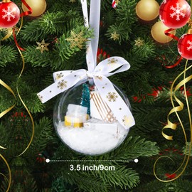 Christmas Clear Ball Ornament, Mini Packages Transparent Ball Hanging Decorations for Christmas with Ribbon,DIY Plastic Christmas Tree Decoration, Christmas Tree Wreath Gifts Home Xmas Gift